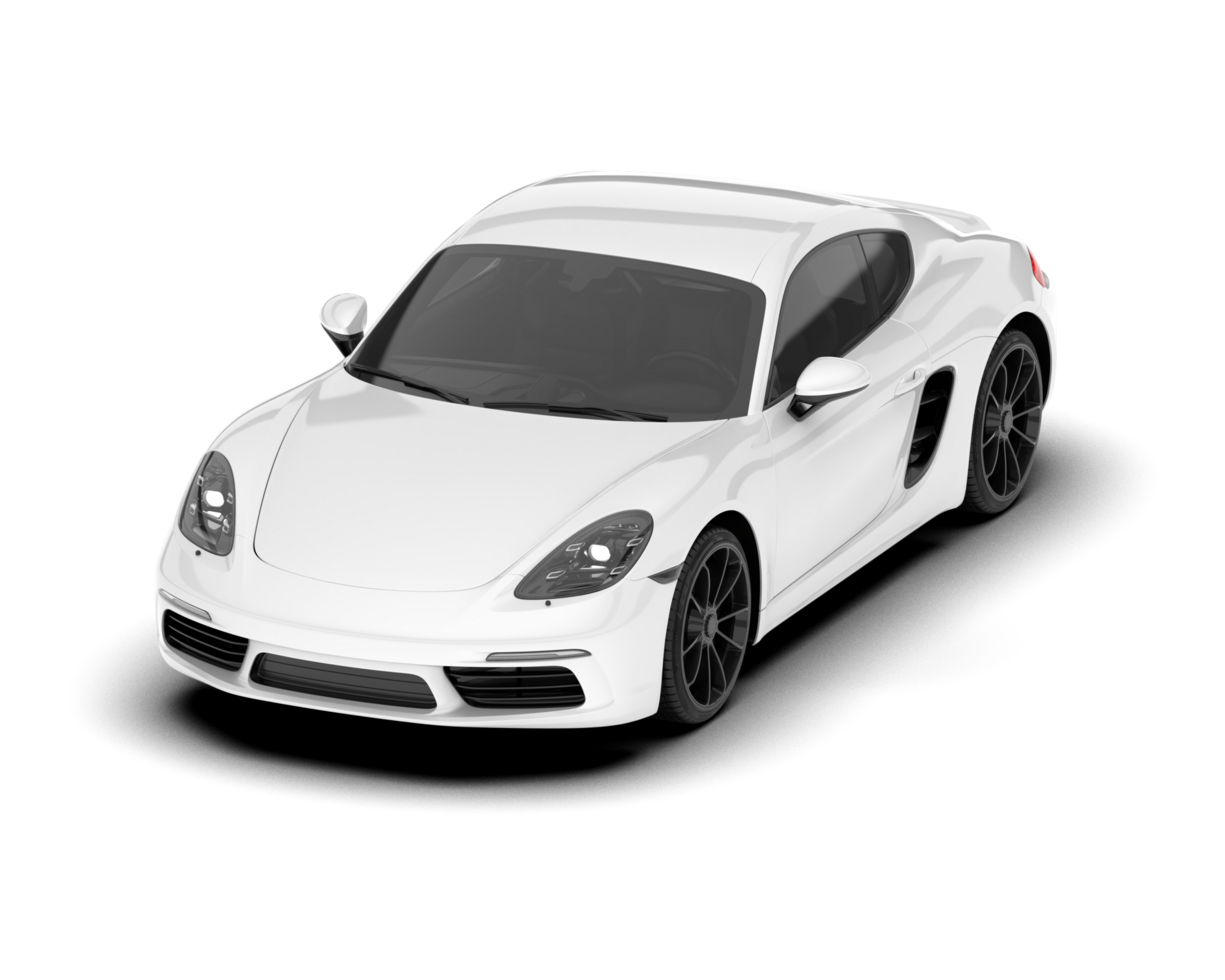 White sport car on transparent background. 3d rendering - illustration png