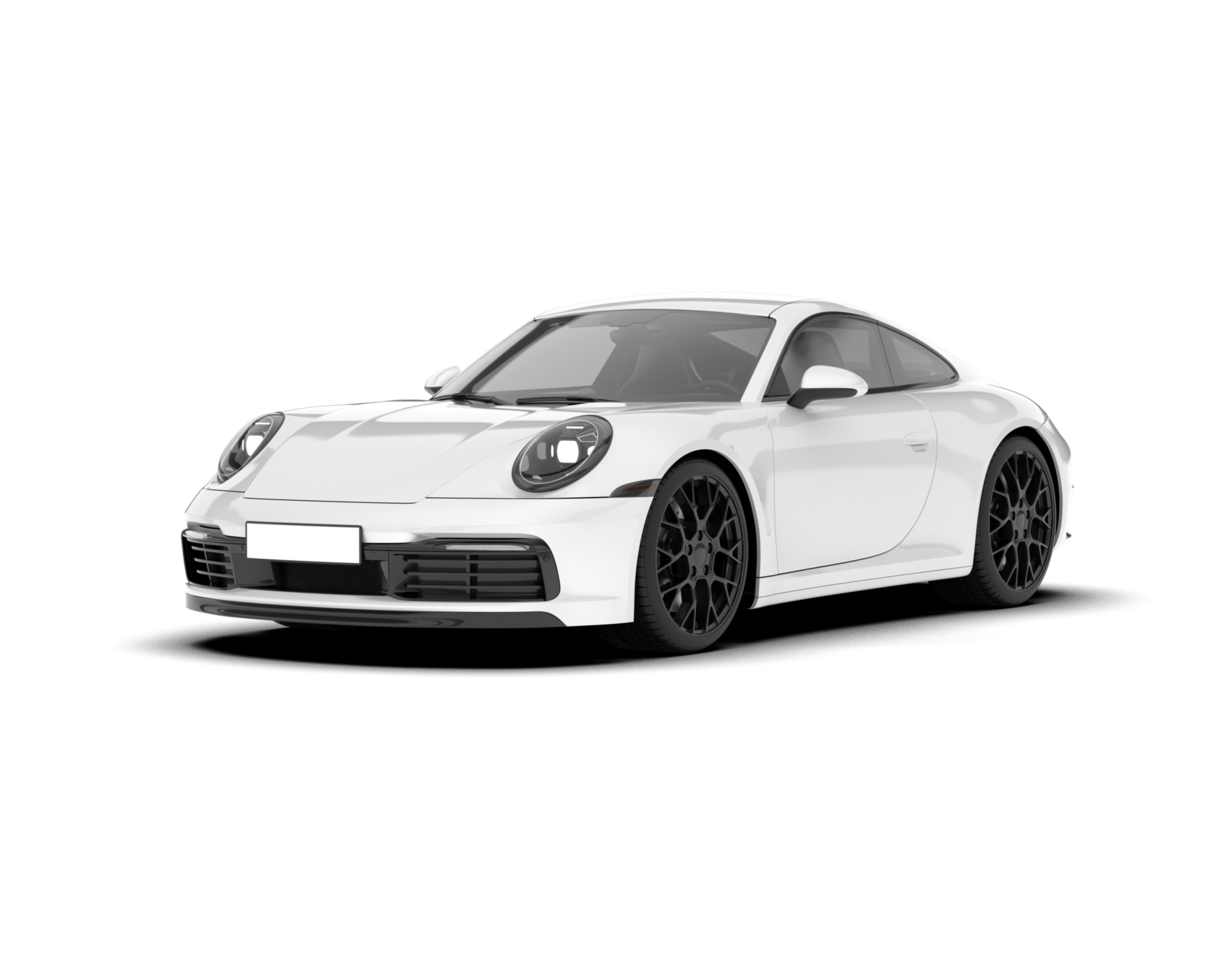 White sport car on transparent background. 3d rendering - illustration png