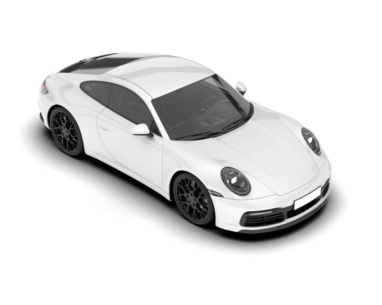 White sport car on transparent background. 3d rendering - illustration png