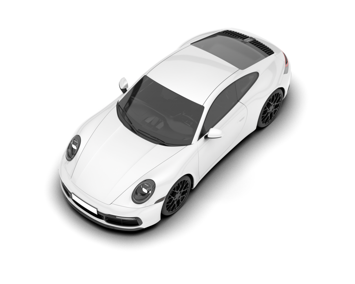 White sport car on transparent background. 3d rendering - illustration png