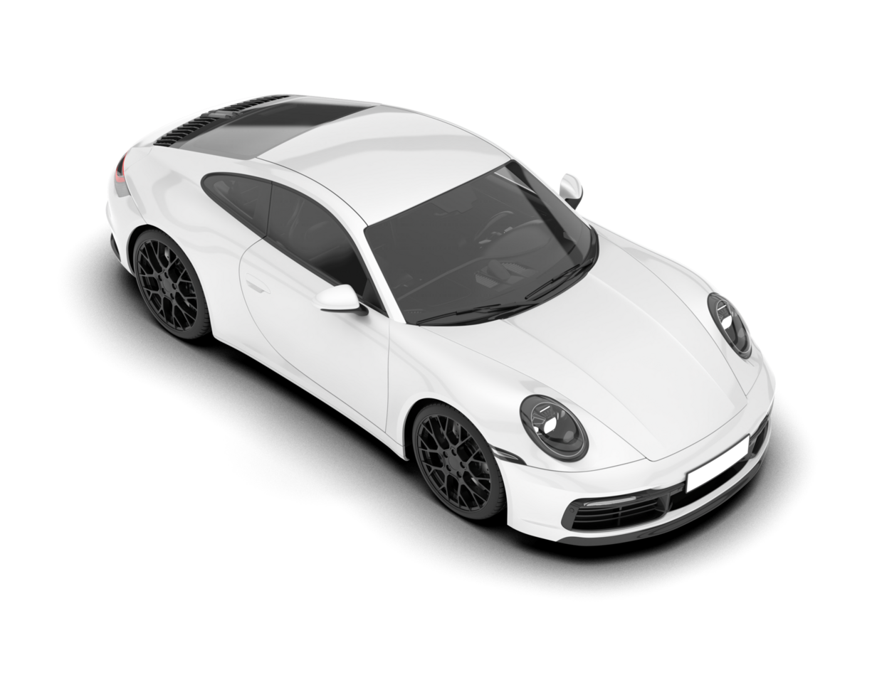 White sport car on transparent background. 3d rendering - illustration png