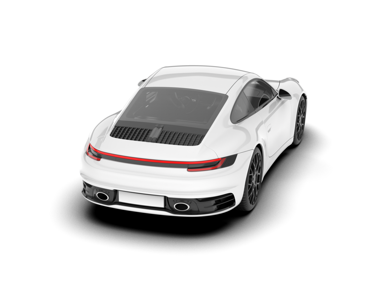 White sport car on transparent background. 3d rendering - illustration png