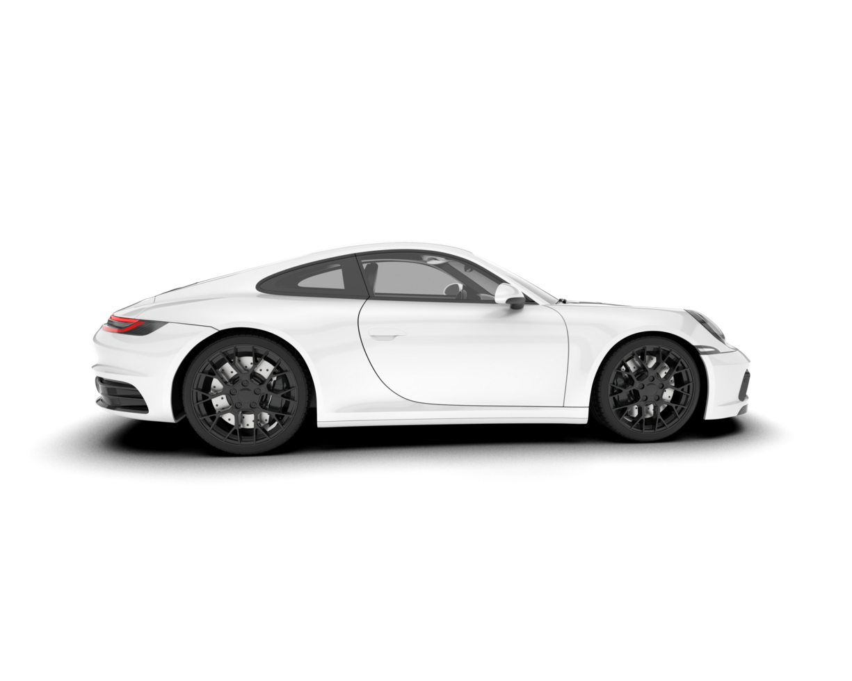 White sport car on transparent background. 3d rendering - illustration png