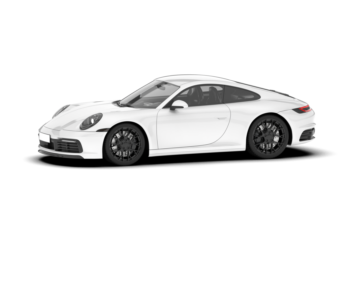 White sport car on transparent background. 3d rendering - illustration png