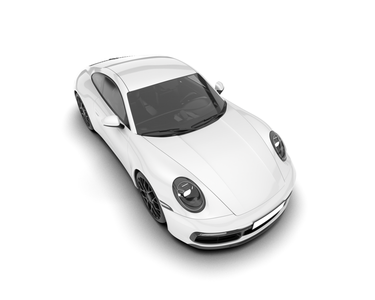 White sport car on transparent background. 3d rendering - illustration png