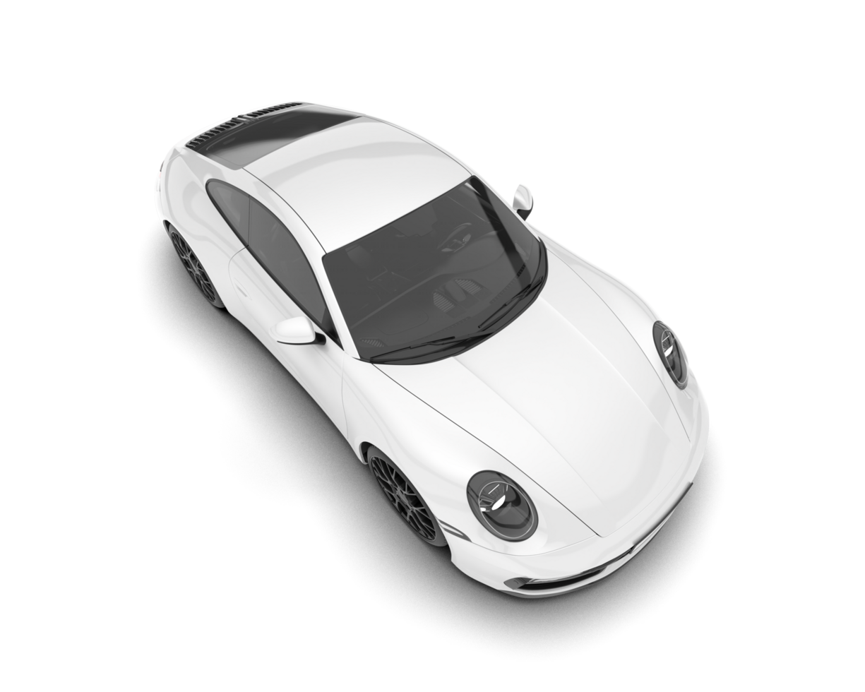 White sport car on transparent background. 3d rendering - illustration png