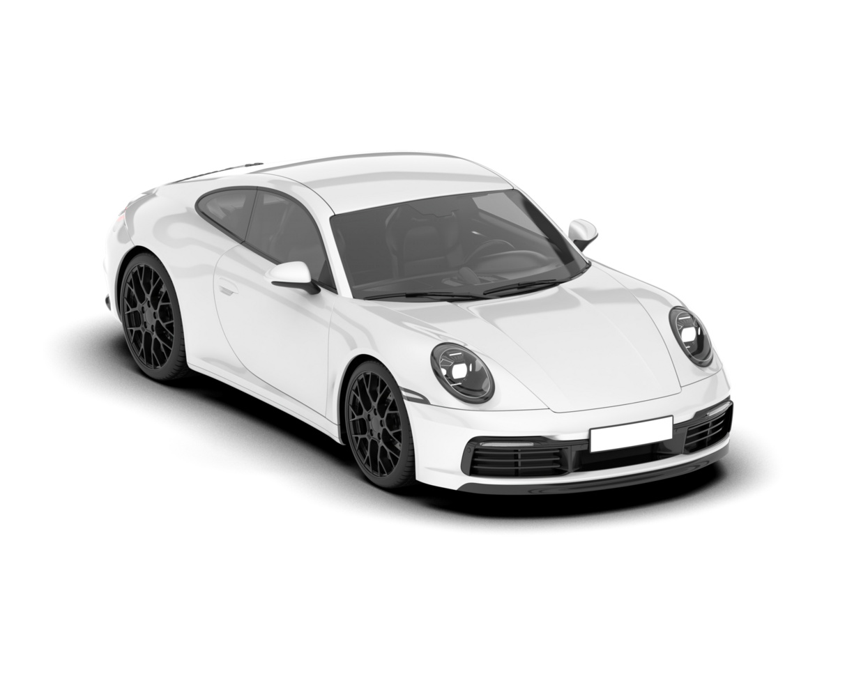 White sport car on transparent background. 3d rendering - illustration png