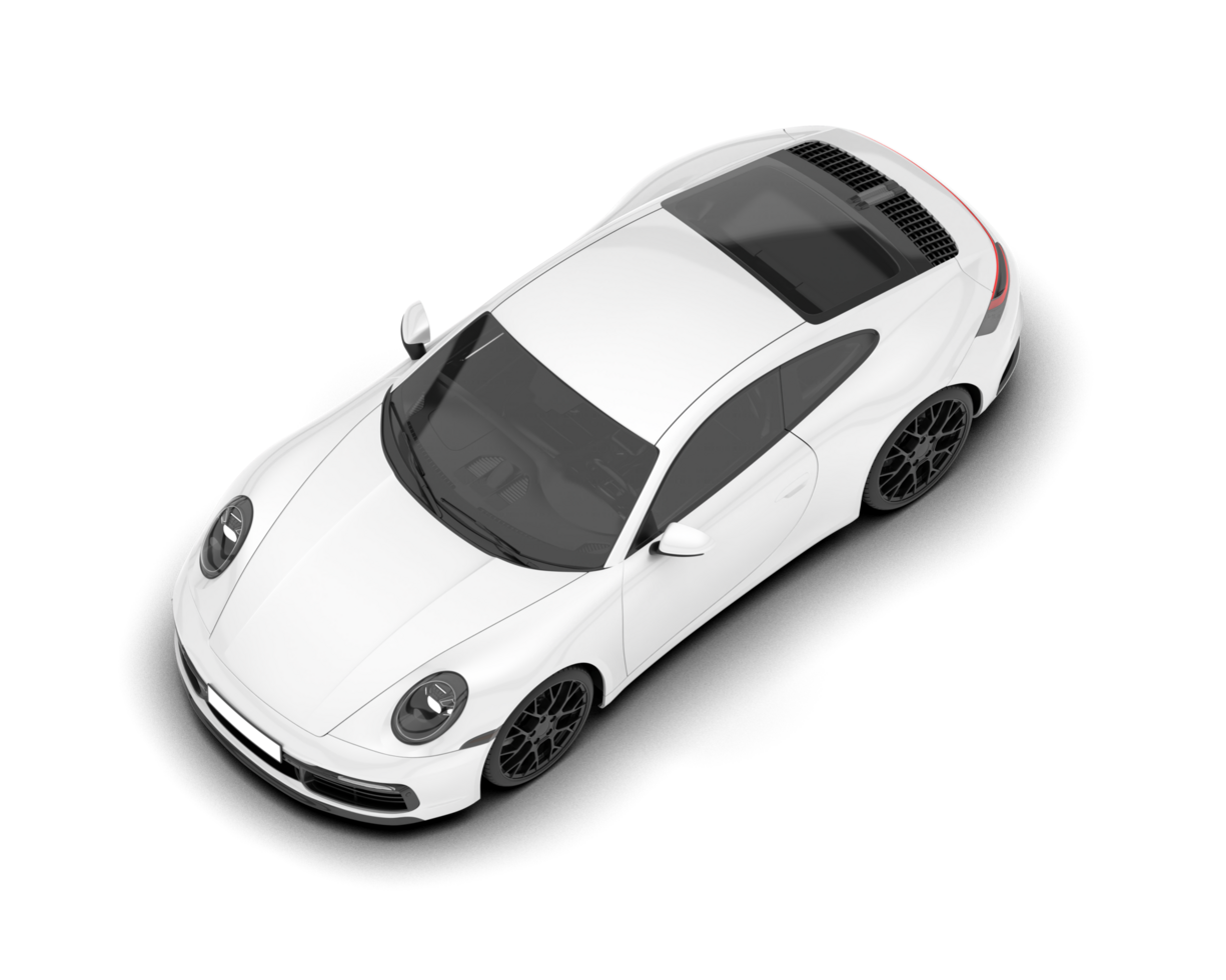 White sport car on transparent background. 3d rendering - illustration png