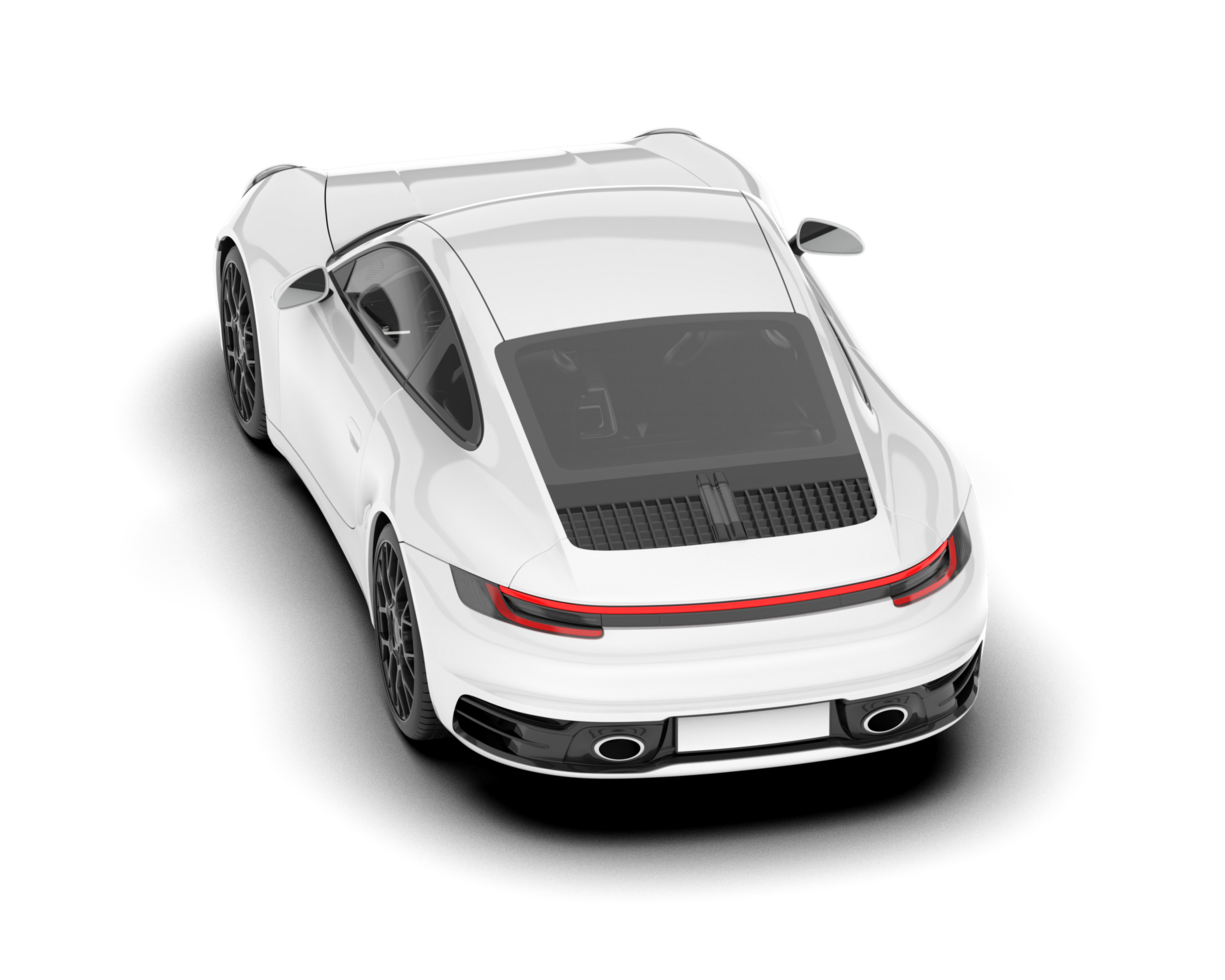 White sport car on transparent background. 3d rendering - illustration png