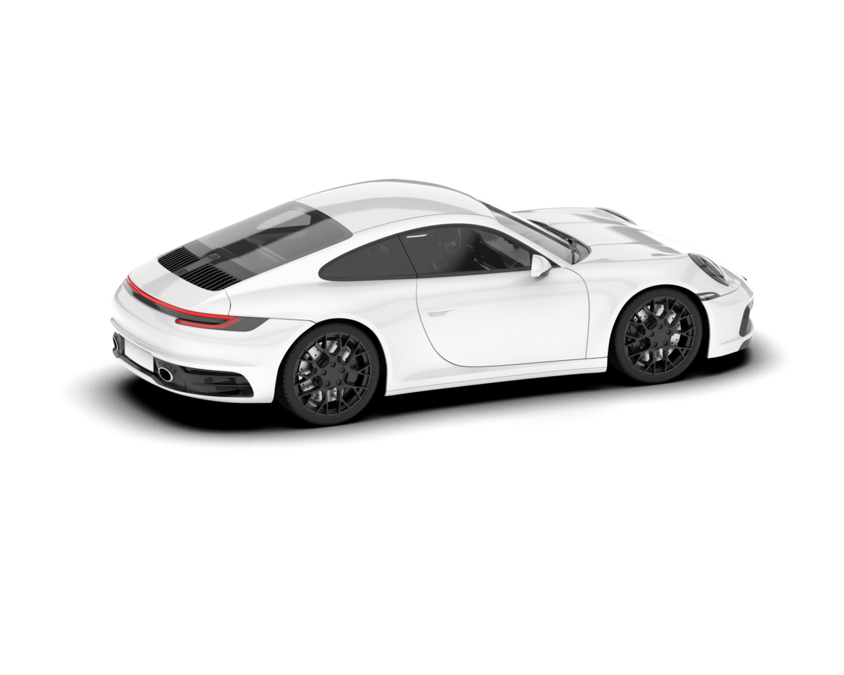 White sport car on transparent background. 3d rendering - illustration png