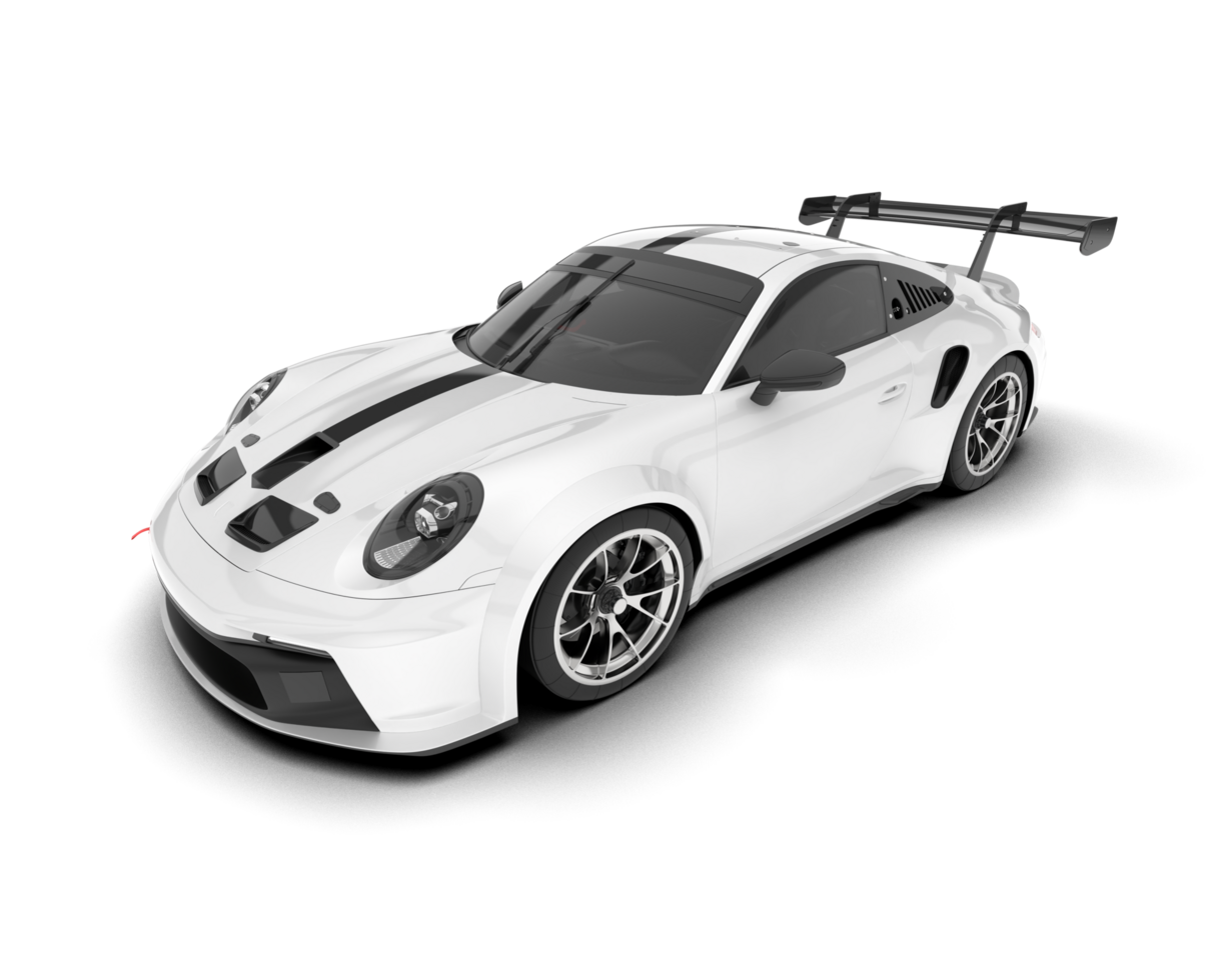 White sport car on transparent background. 3d rendering - illustration png