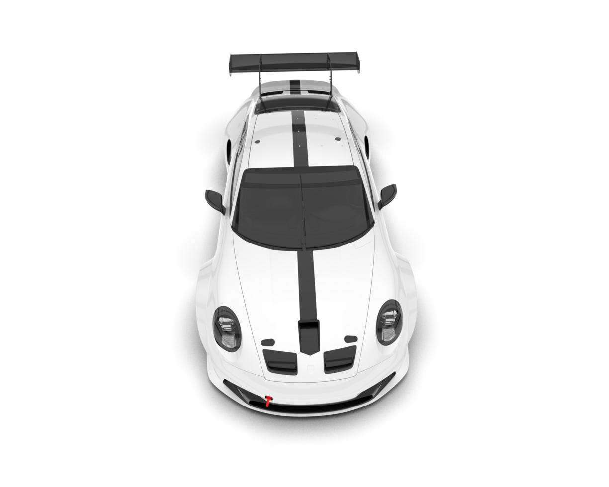 White sport car on transparent background. 3d rendering - illustration png