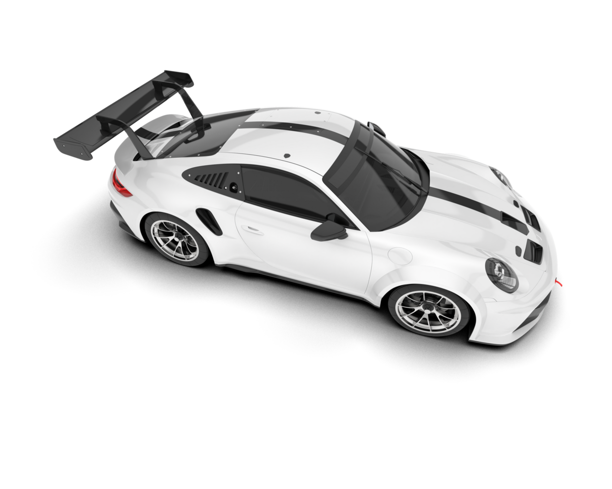 White sport car on transparent background. 3d rendering - illustration png