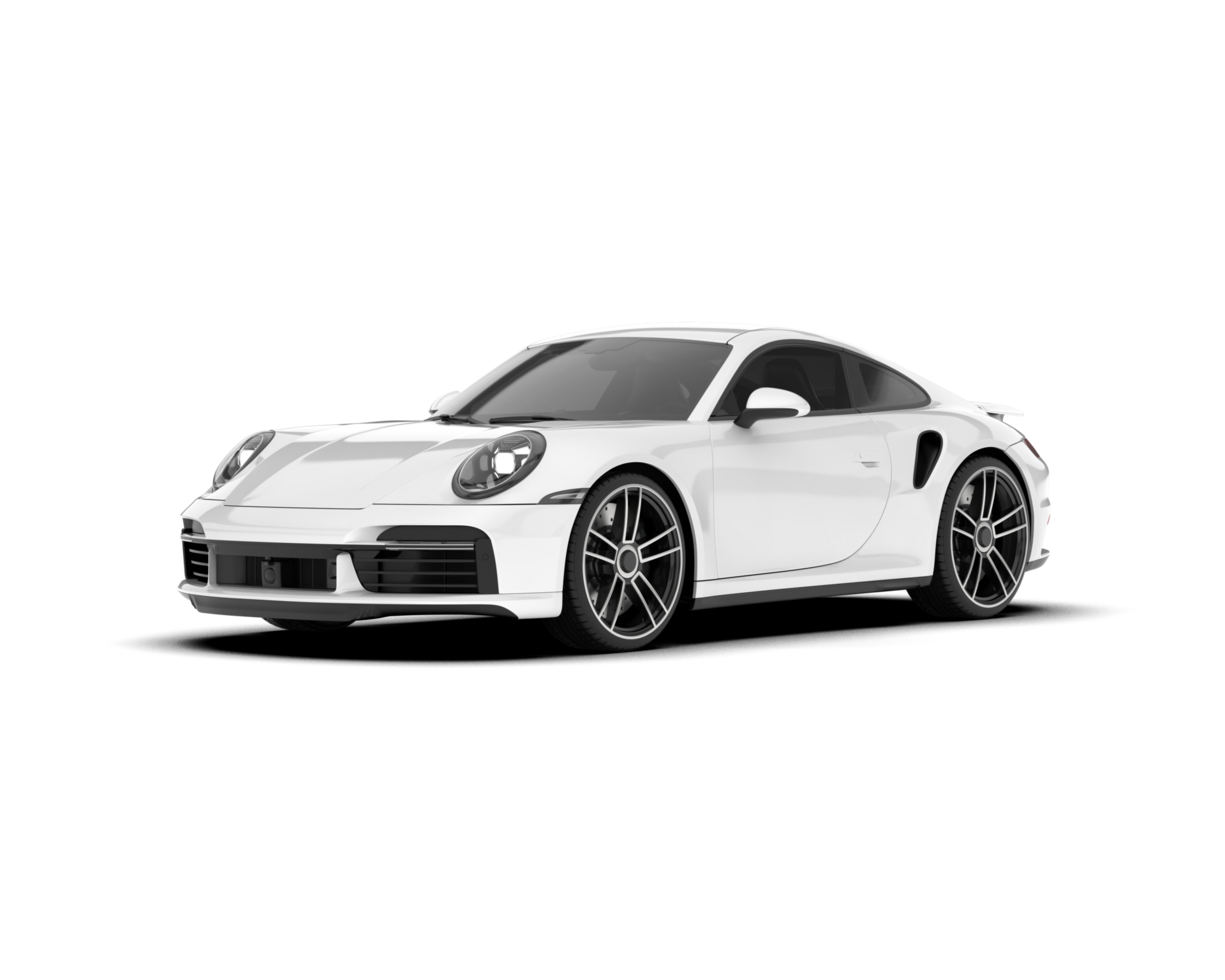 White sport car on transparent background. 3d rendering - illustration png