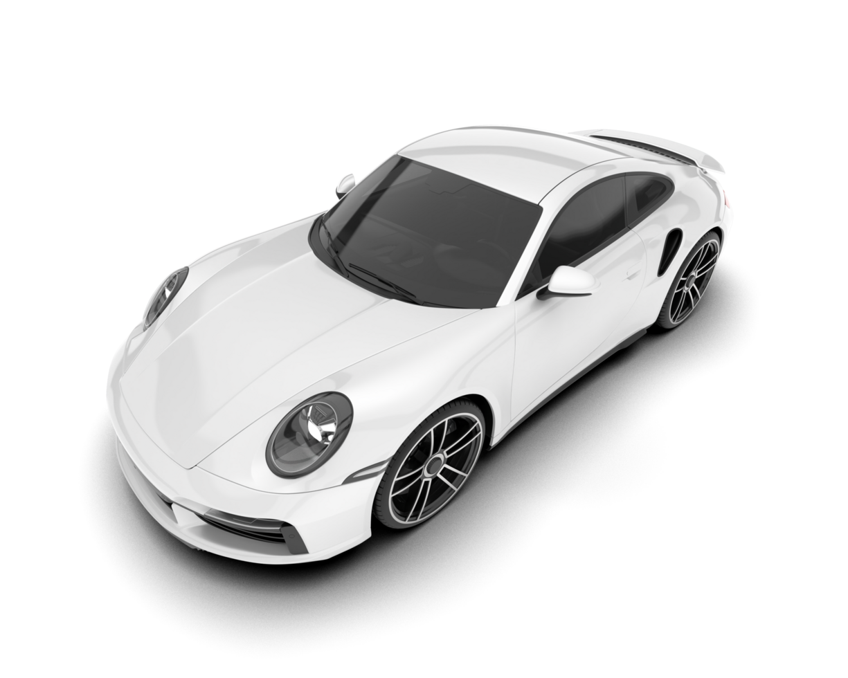 White sport car on transparent background. 3d rendering - illustration png