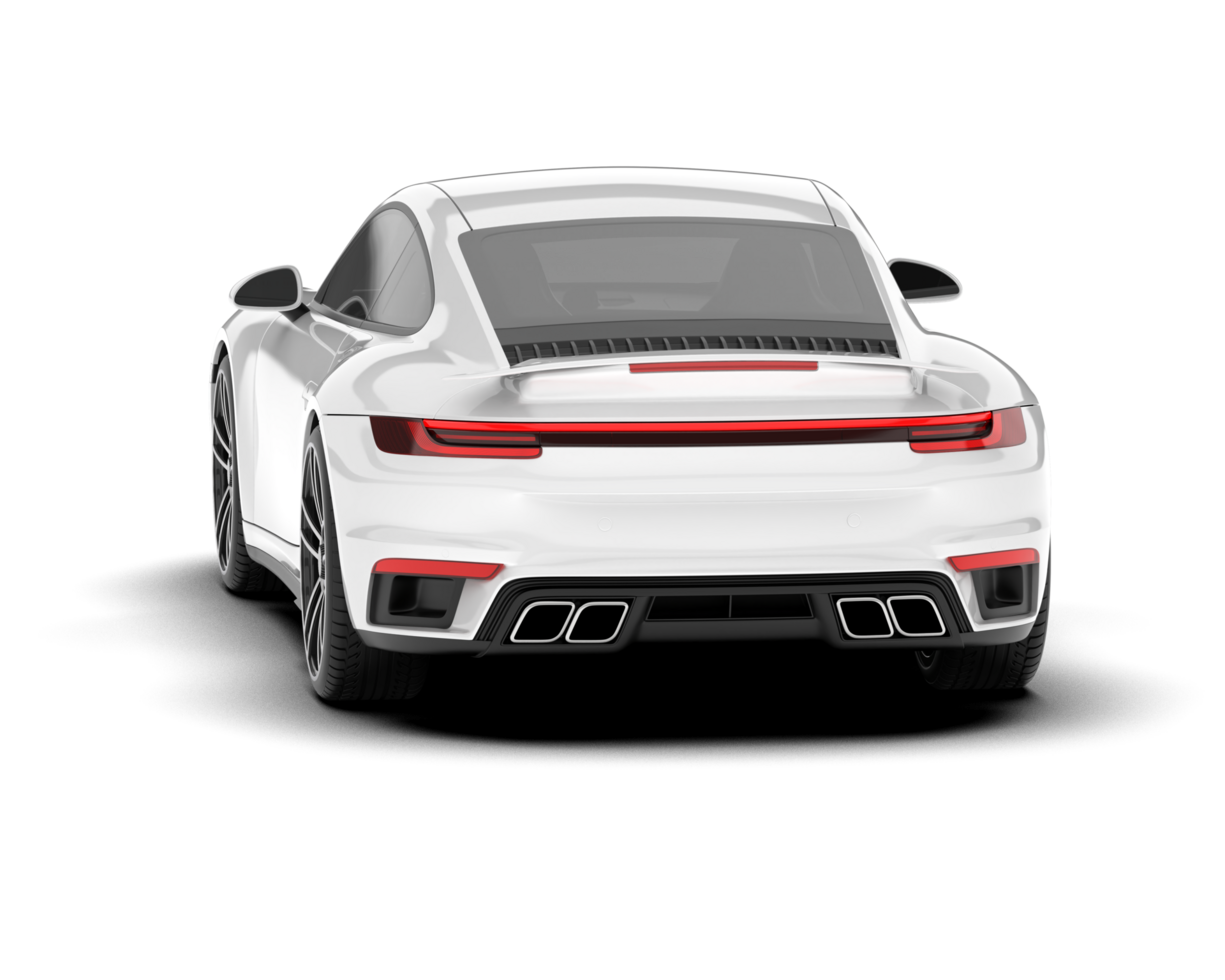 White sport car on transparent background. 3d rendering - illustration png