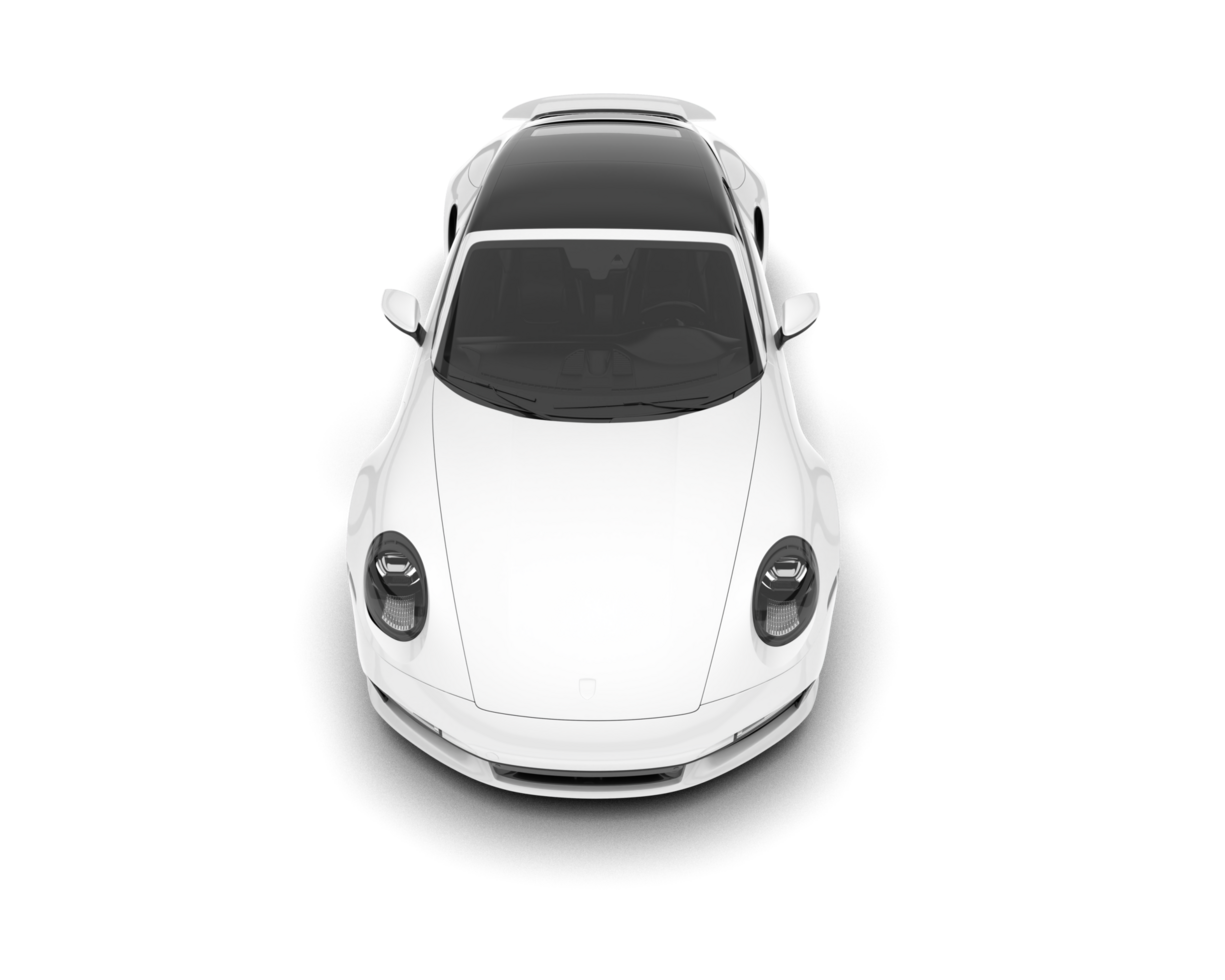White sport car on transparent background. 3d rendering - illustration png