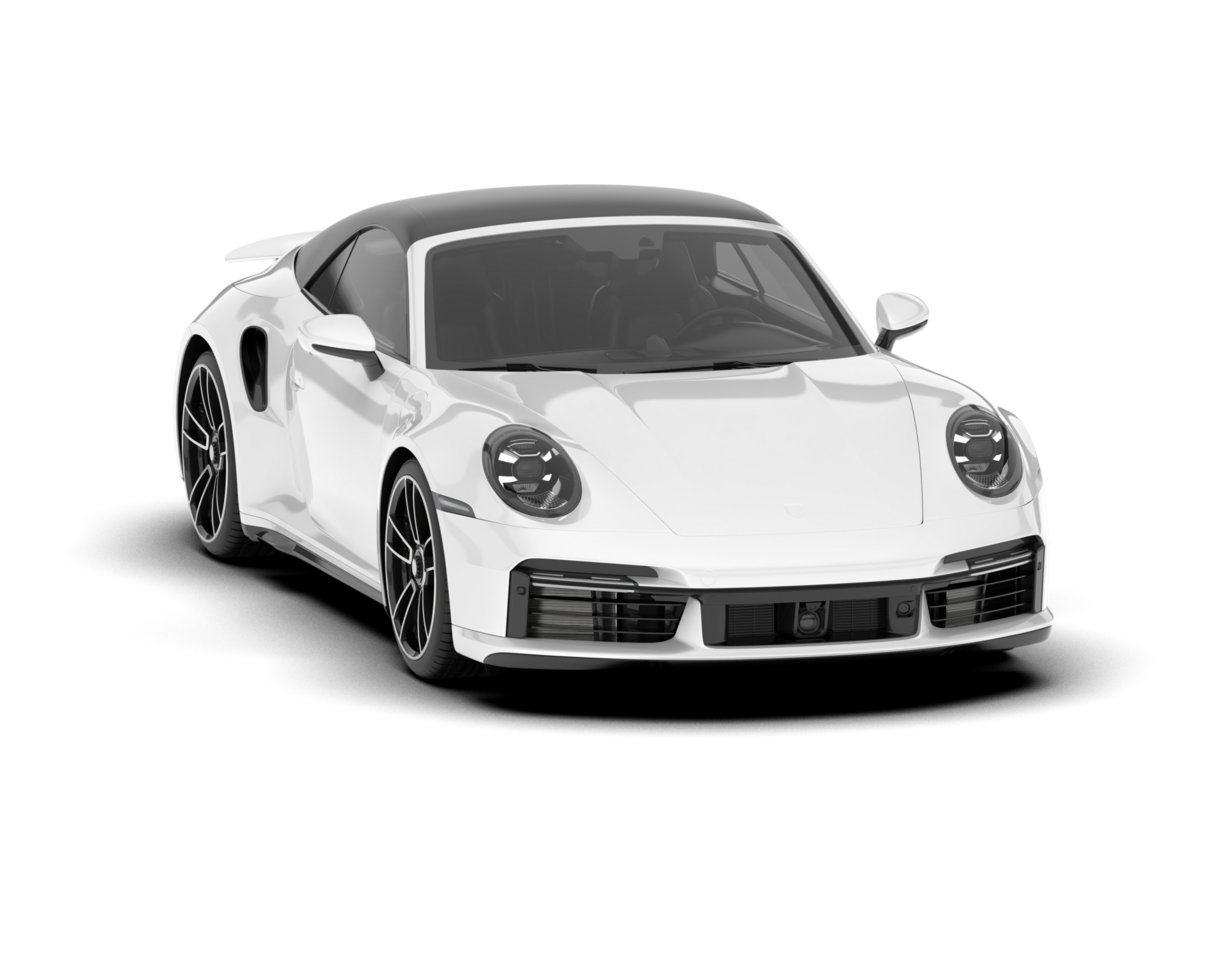 White sport car on transparent background. 3d rendering - illustration png
