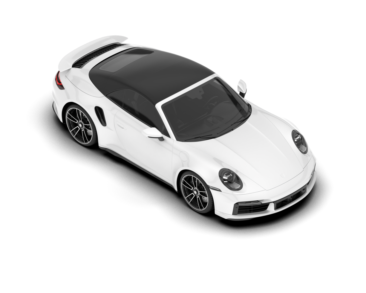 White sport car on transparent background. 3d rendering - illustration png