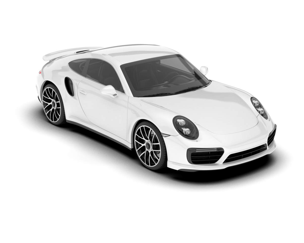 White sport car on transparent background. 3d rendering - illustration png