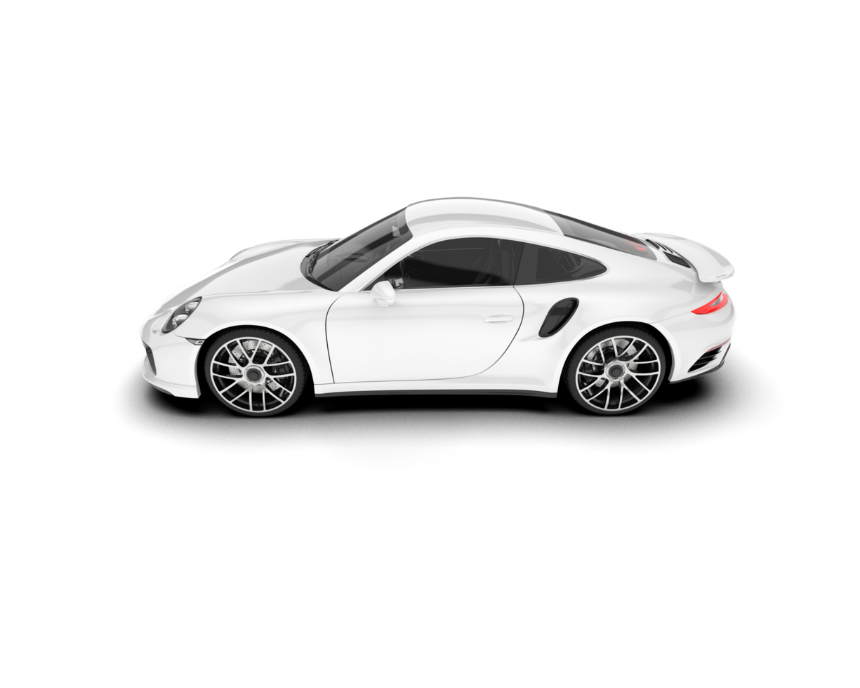 White sport car on transparent background. 3d rendering - illustration png