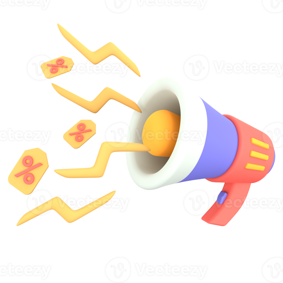 3D Icon E Commerce discount promotion with megaphone png