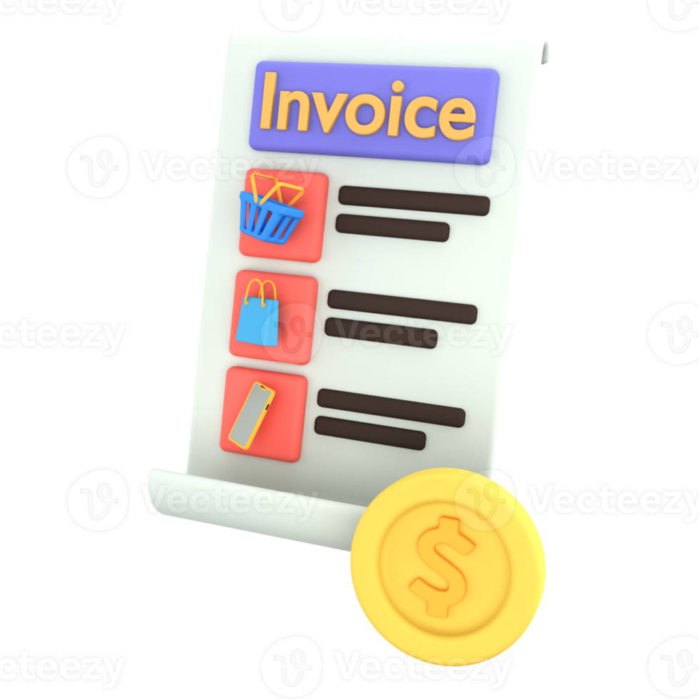 3D Icon invoice product E Commerce png