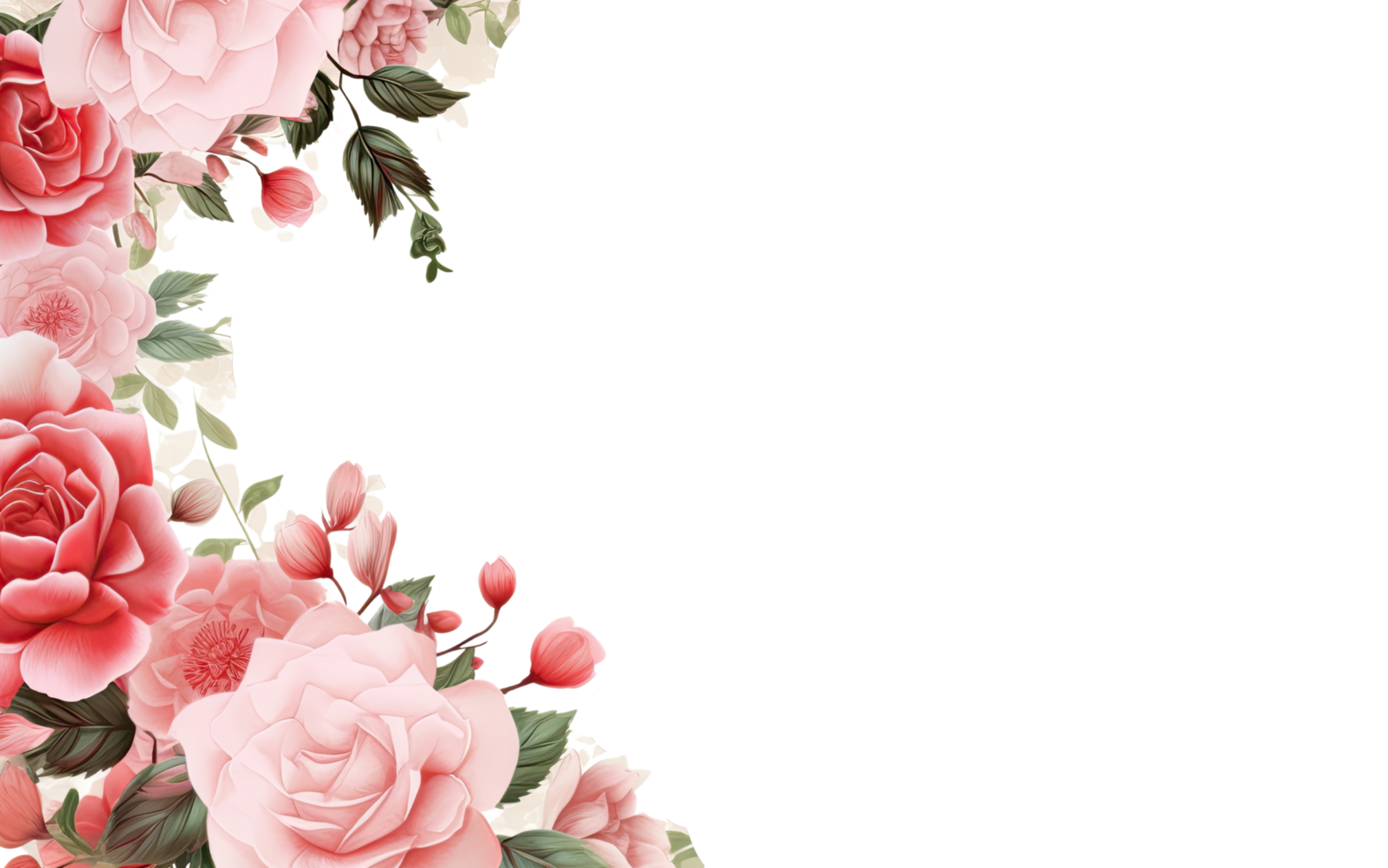 ai generated a Rose flower Clipart border. For decorating cards, invitations, banners, png