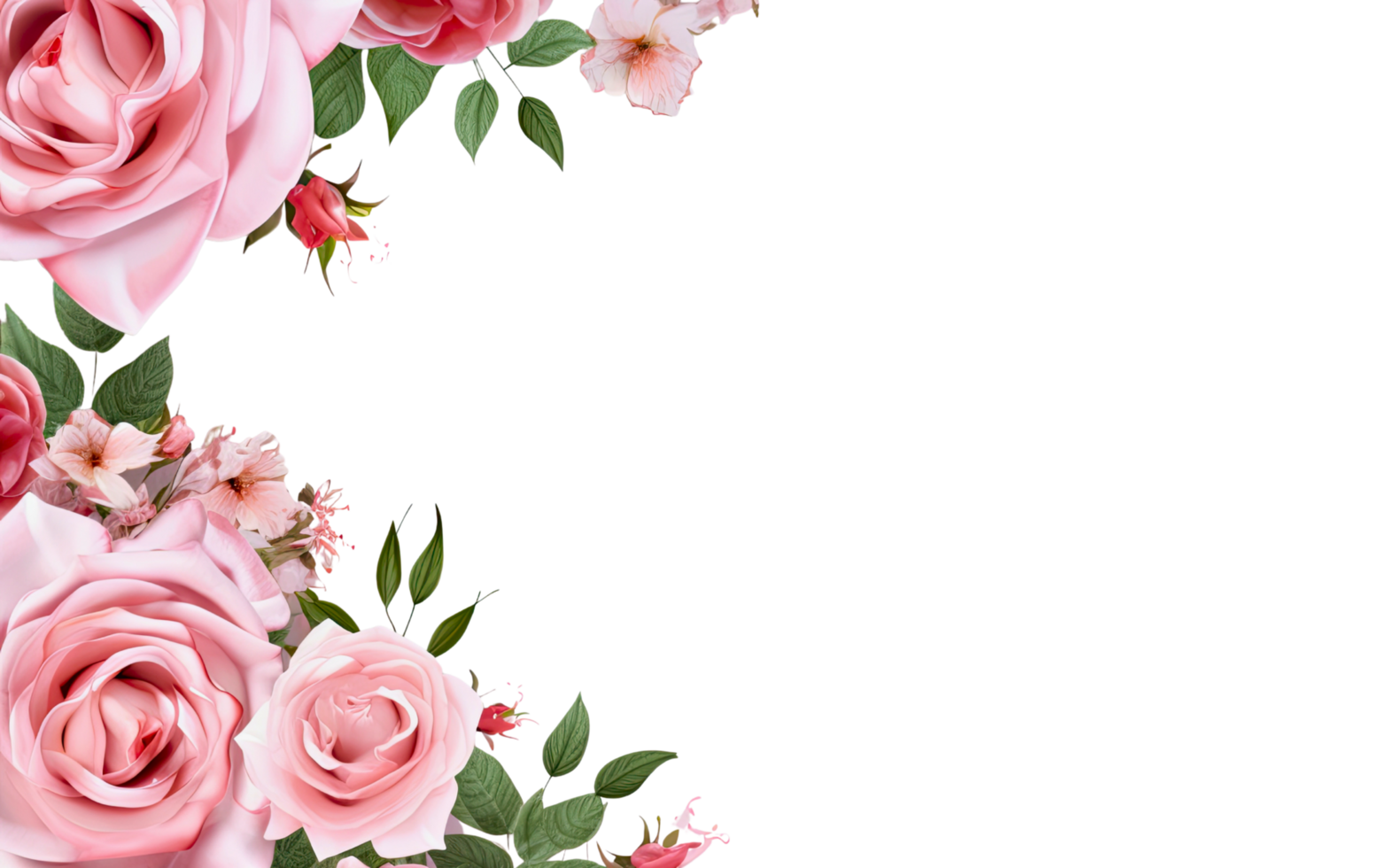 ai generado un Rosa flor clipart borde. para decorando tarjetas, invitaciones, pancartas, png