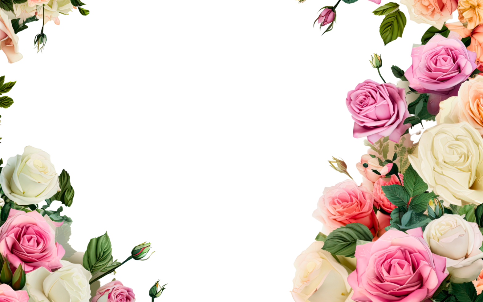 A rose flower clipart border for decorating cards invitations