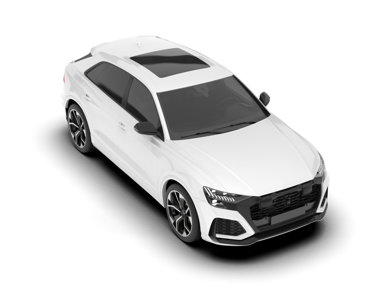 White SUV on transparent background. 3d rendering - illustration png