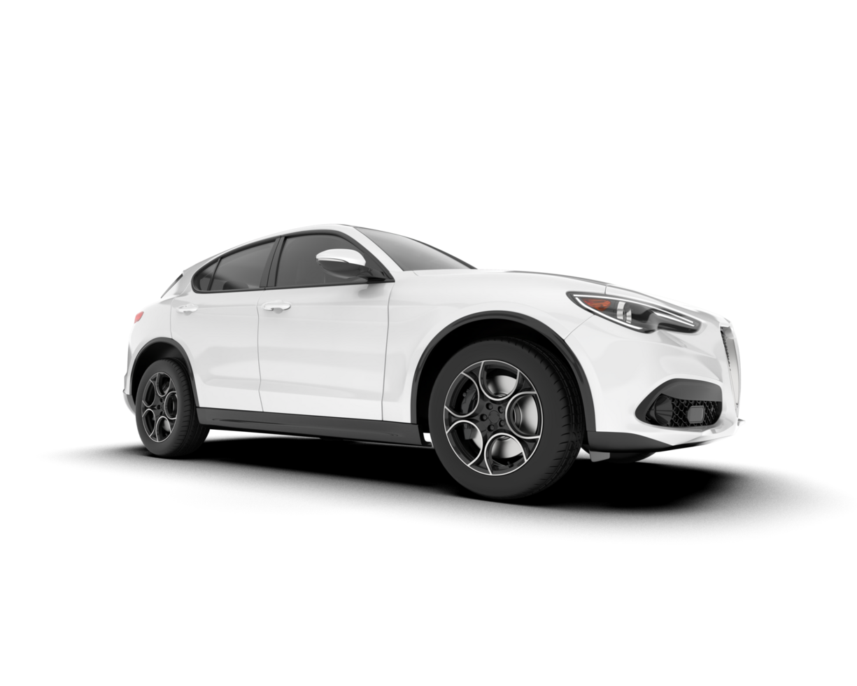 White SUV on transparent background. 3d rendering - illustration png