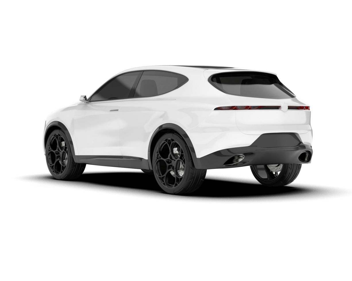 White SUV on transparent background. 3d rendering - illustration png