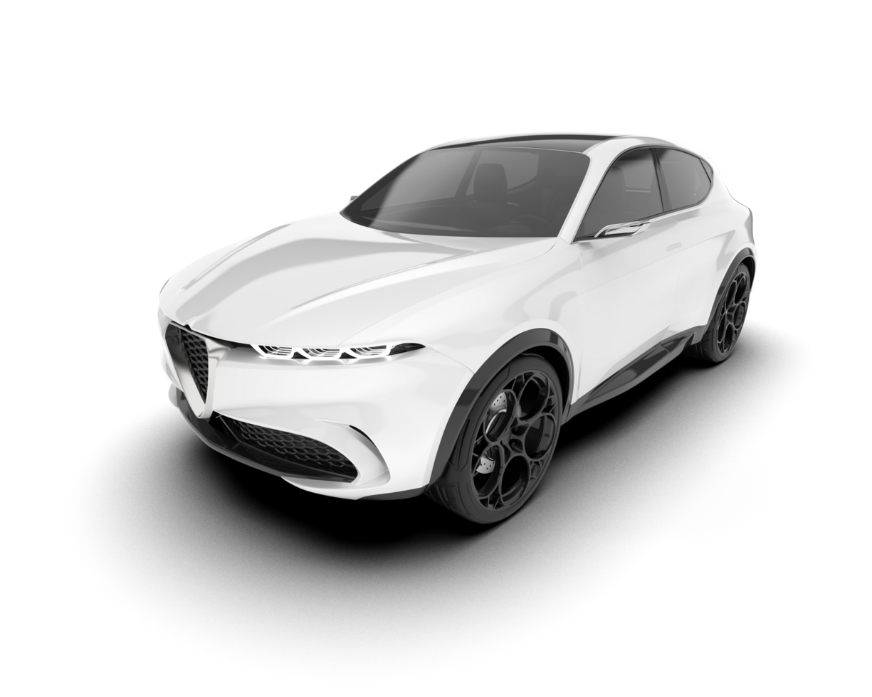White SUV on transparent background. 3d rendering - illustration png