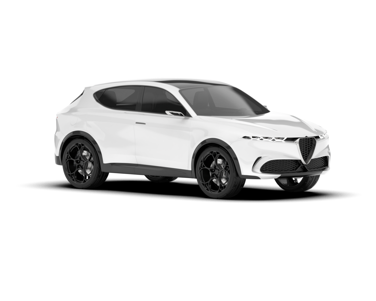 White SUV on transparent background. 3d rendering - illustration png