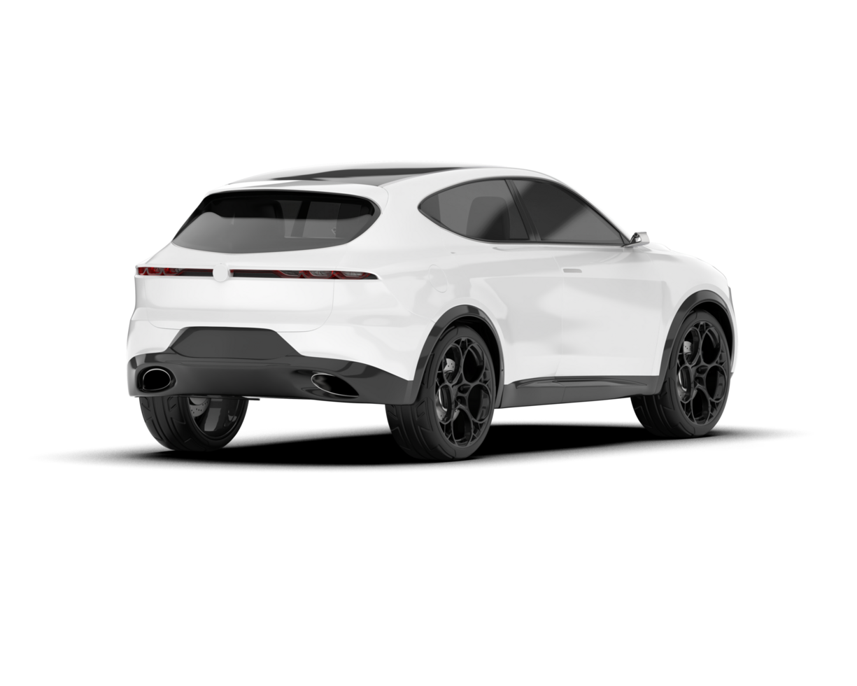 White SUV on transparent background. 3d rendering - illustration png