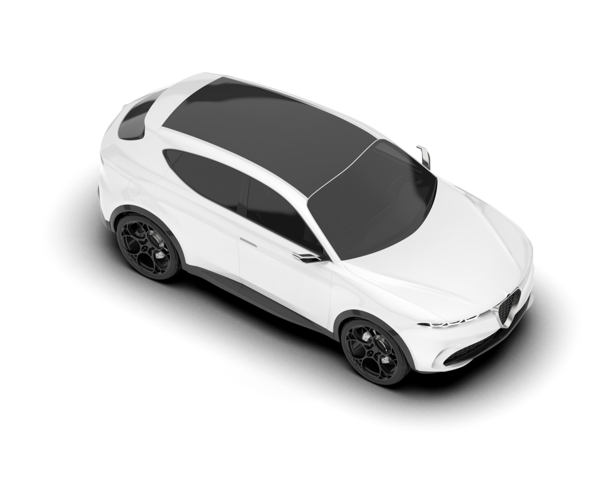 White SUV on transparent background. 3d rendering - illustration png