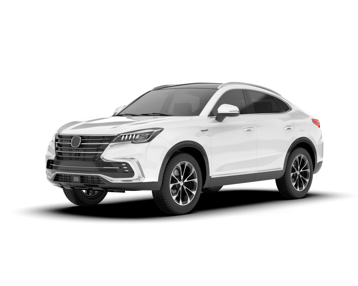 White SUV on transparent background. 3d rendering - illustration png