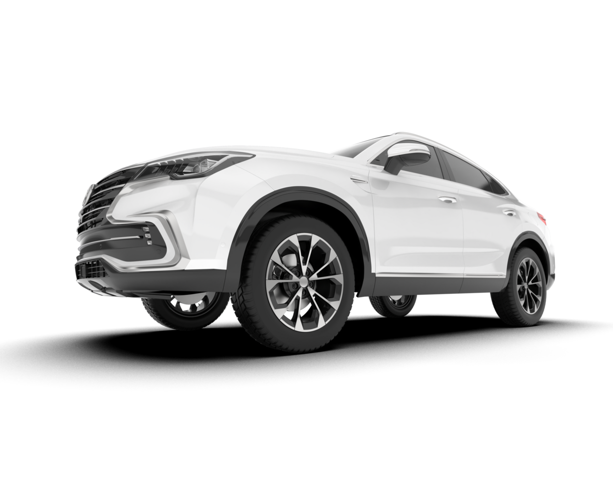 White SUV on transparent background. 3d rendering - illustration png