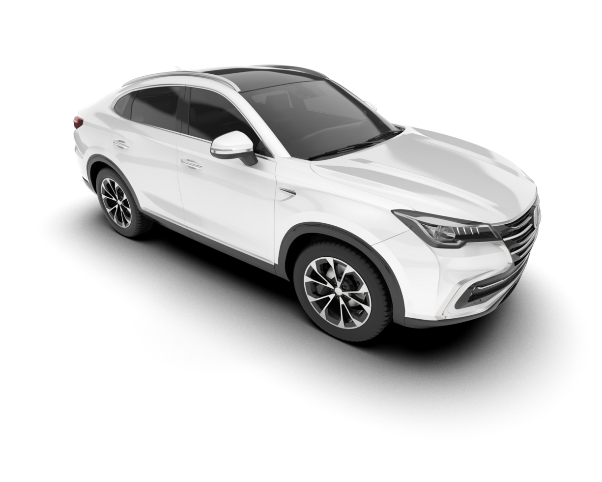 White SUV on transparent background. 3d rendering - illustration png