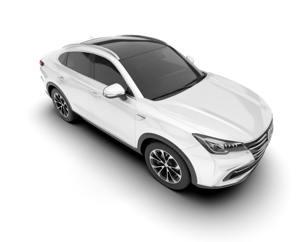 White SUV on transparent background. 3d rendering - illustration png