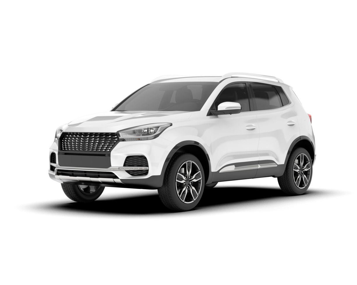 White SUV on transparent background. 3d rendering - illustration png