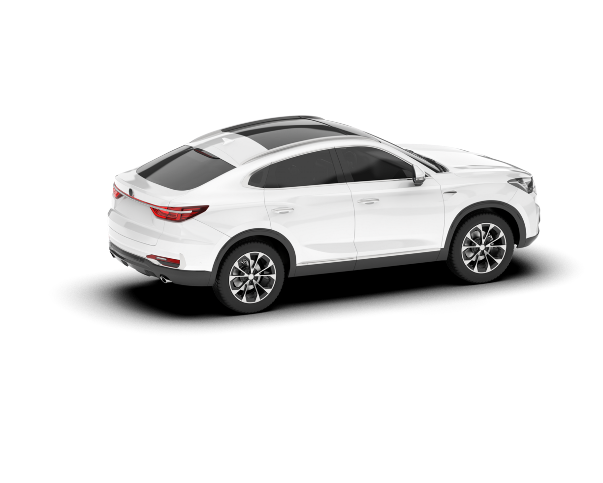 White SUV on transparent background. 3d rendering - illustration png