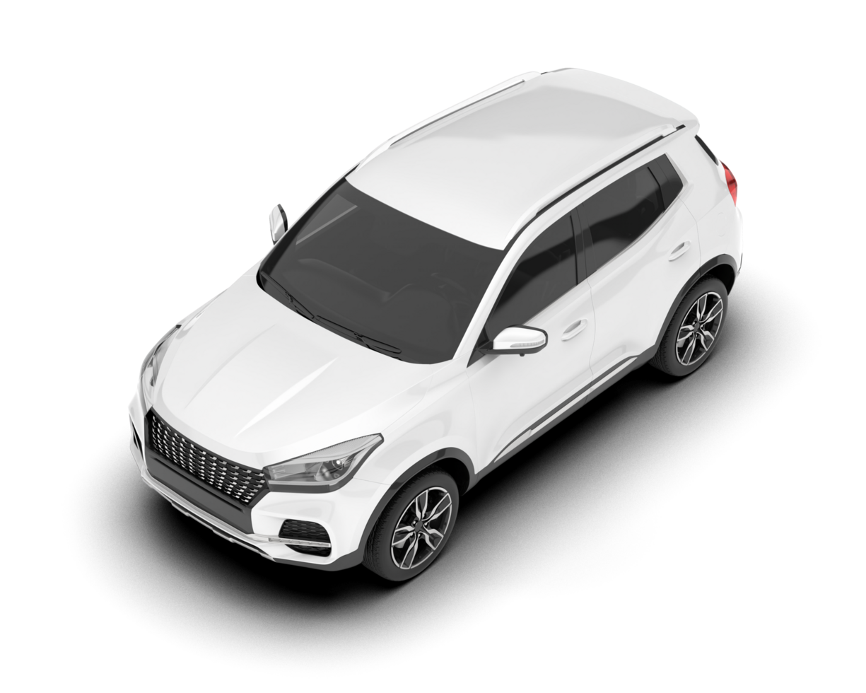 White SUV on transparent background. 3d rendering - illustration png