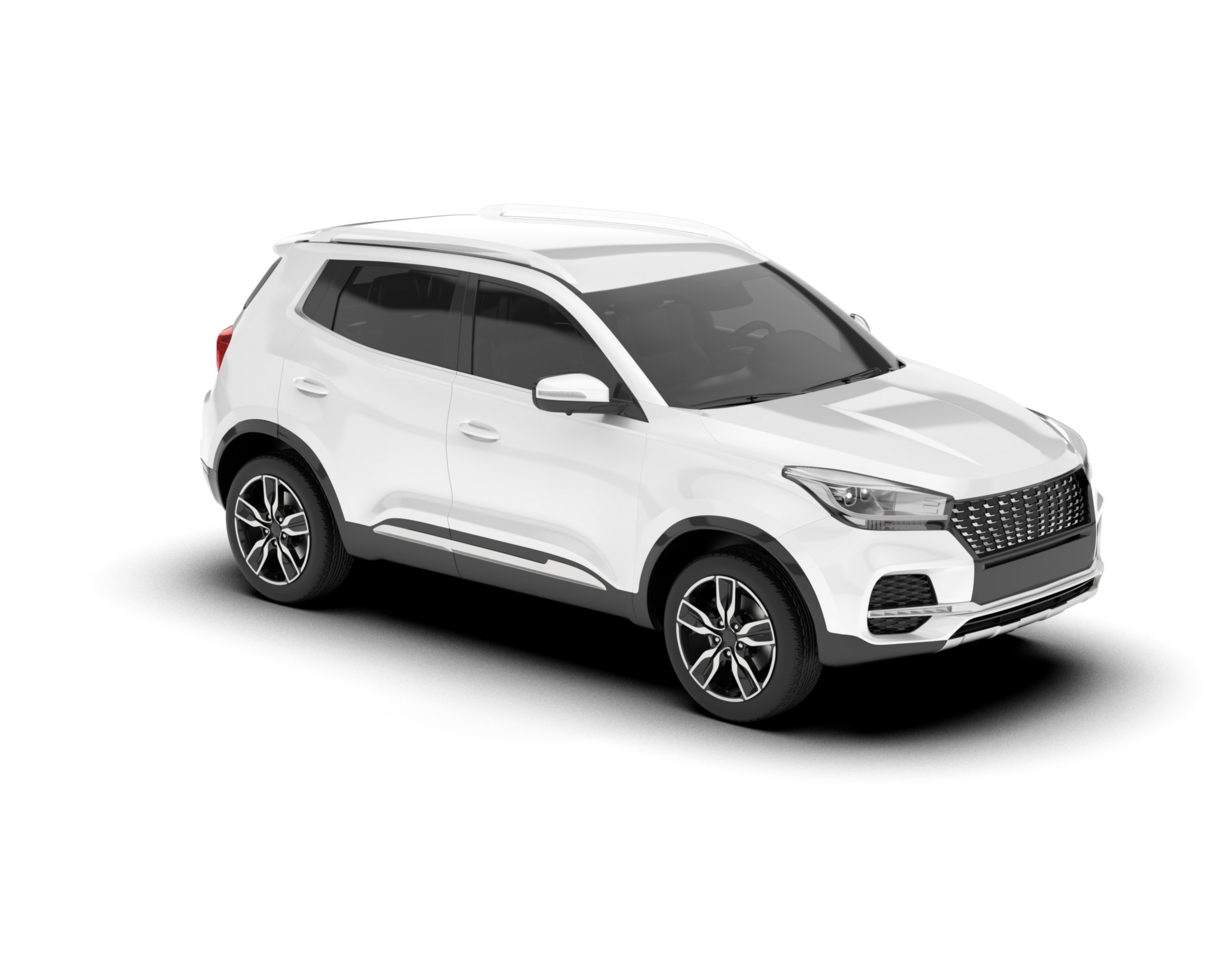 White SUV on transparent background. 3d rendering - illustration png