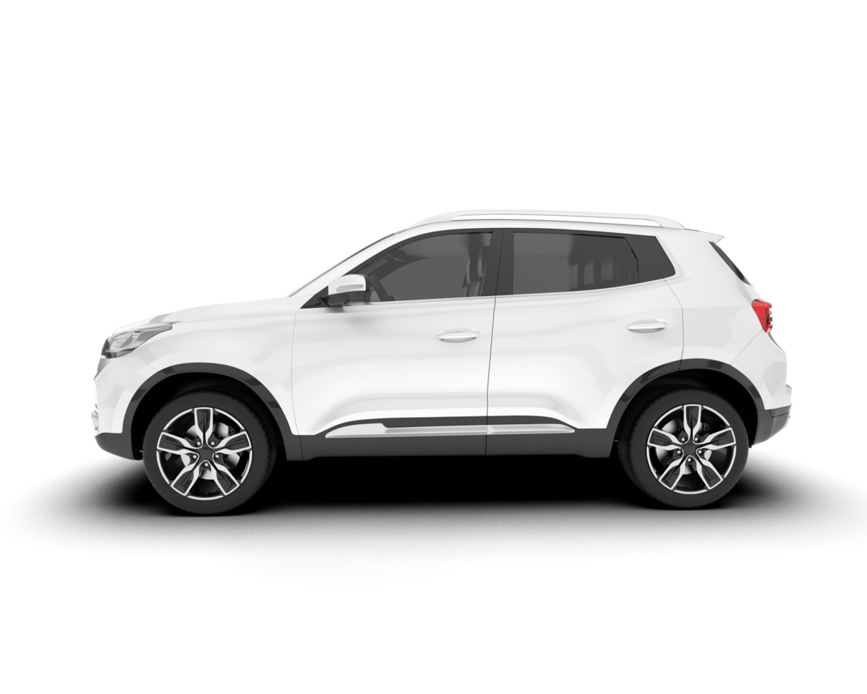 White SUV on transparent background. 3d rendering - illustration png