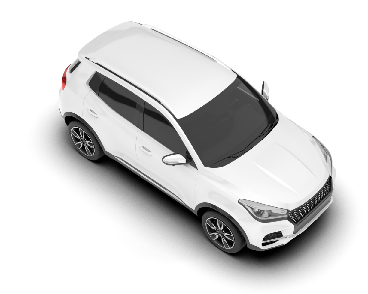 White SUV on transparent background. 3d rendering - illustration png
