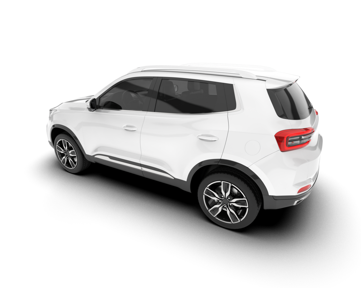 White SUV on transparent background. 3d rendering - illustration png