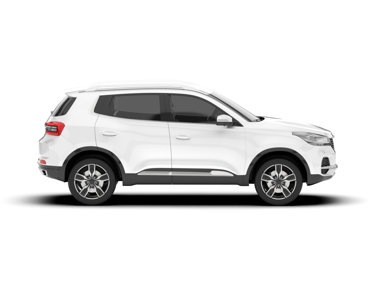 White SUV on transparent background. 3d rendering - illustration png