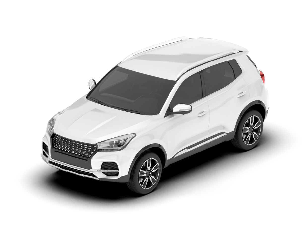 White SUV on transparent background. 3d rendering - illustration png